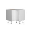 Weißer Eckschrank mit silbernem Griff