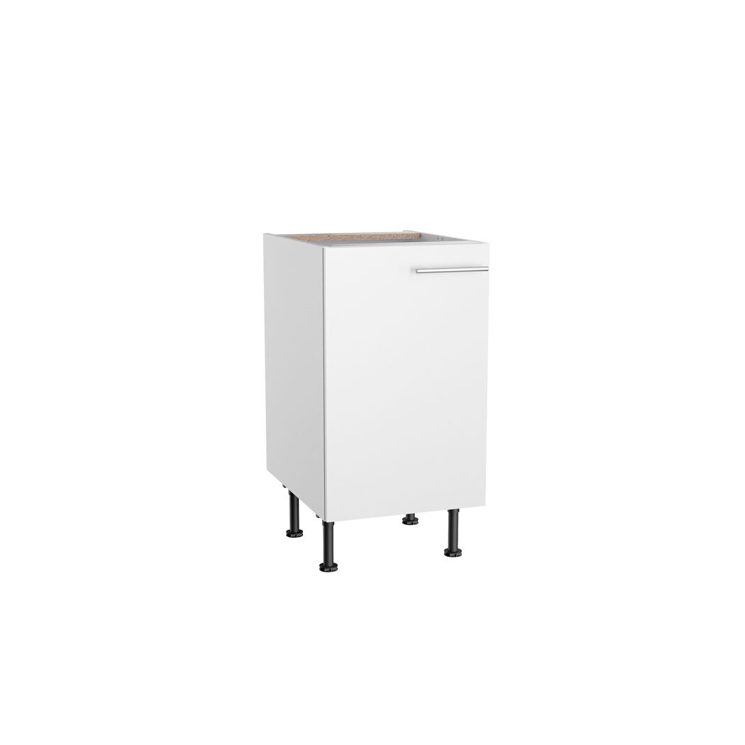 Weißer Unterschrank mit silbernem Griff