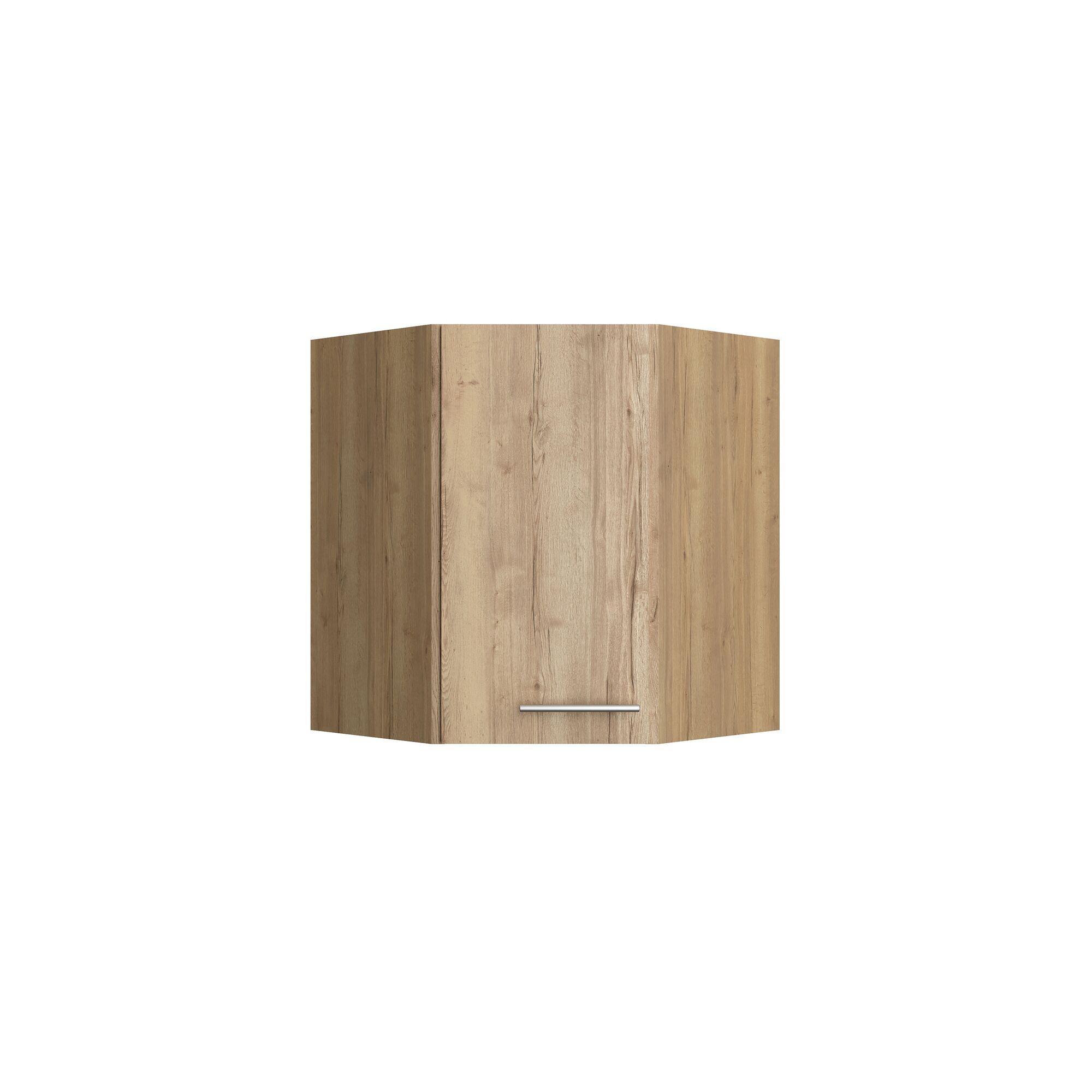 Hängeschrank mit Holztüren und Metallgriff