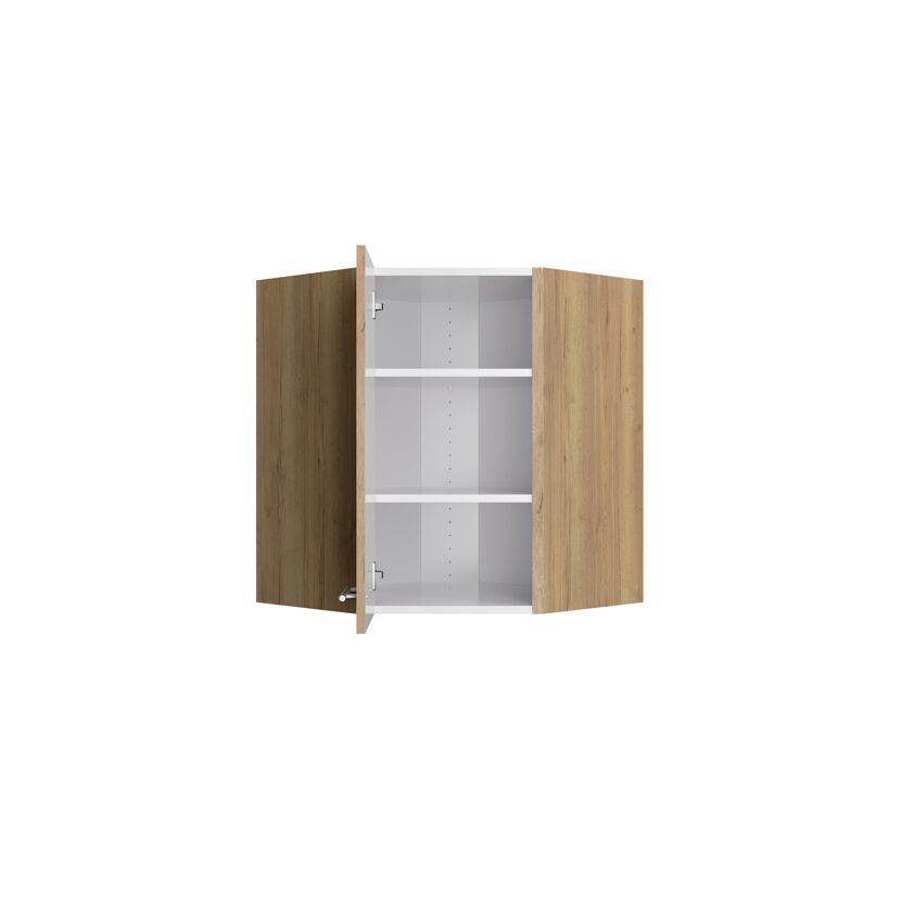 Offener Eckschrank mit Holztüren