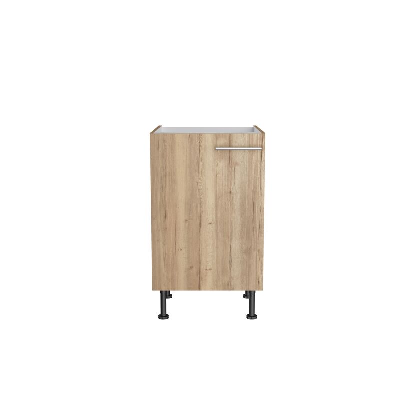 Holzschrank mit Tür und silbernem Griff