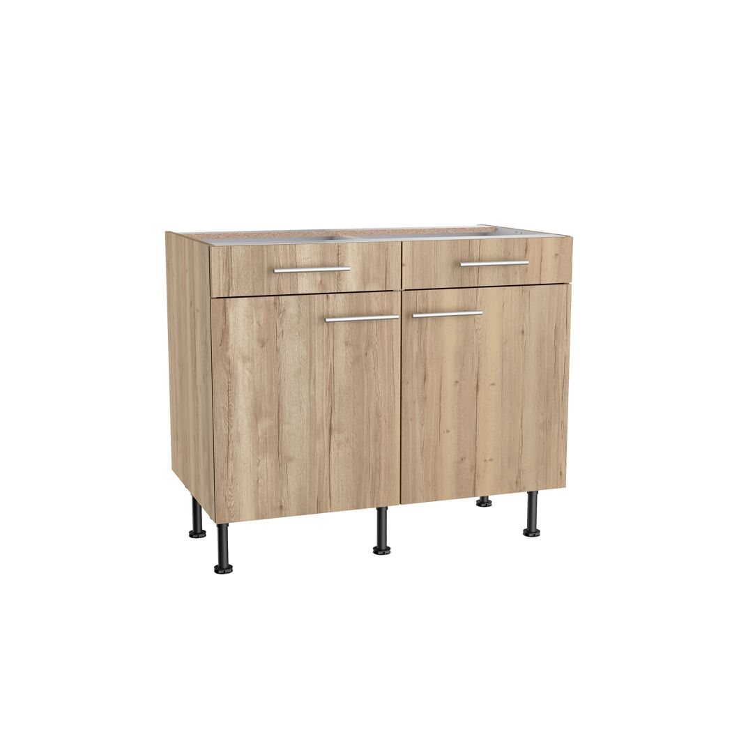 Holzschrank mit zwei Schubladen und zwei Türen