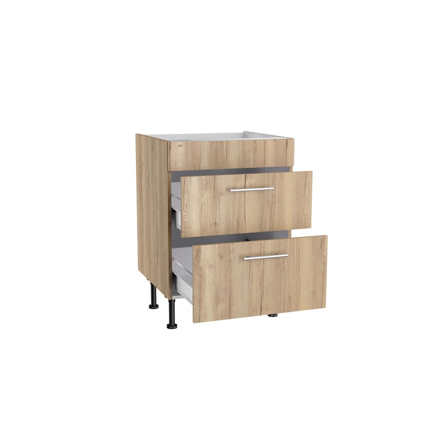 Offener Unterschrank mit drei Schubladen