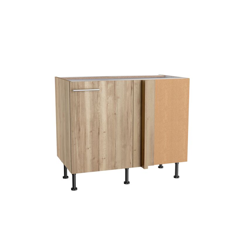 Eckunterschrank aus Holz mit Tür