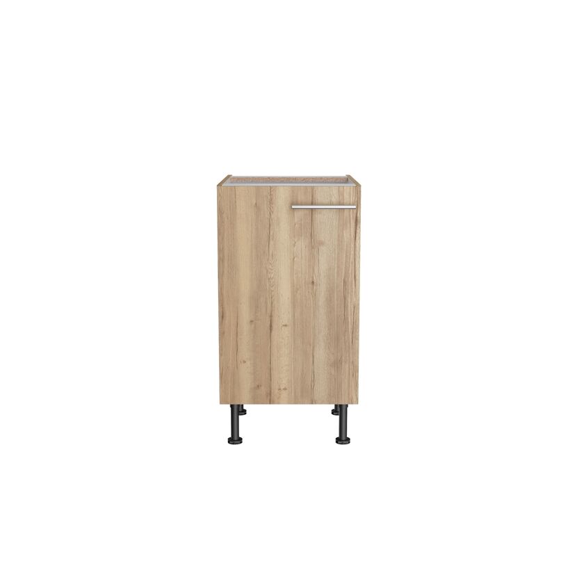 Holzschrank mit Tür und silbernem Griff