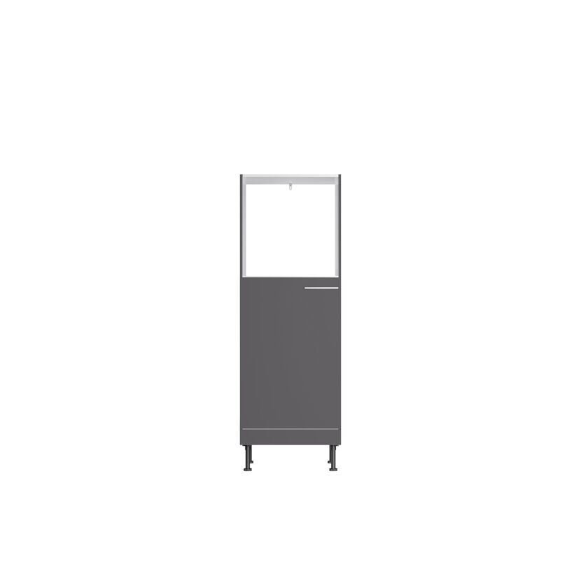 Grauer Hochschrank mit Vitrine