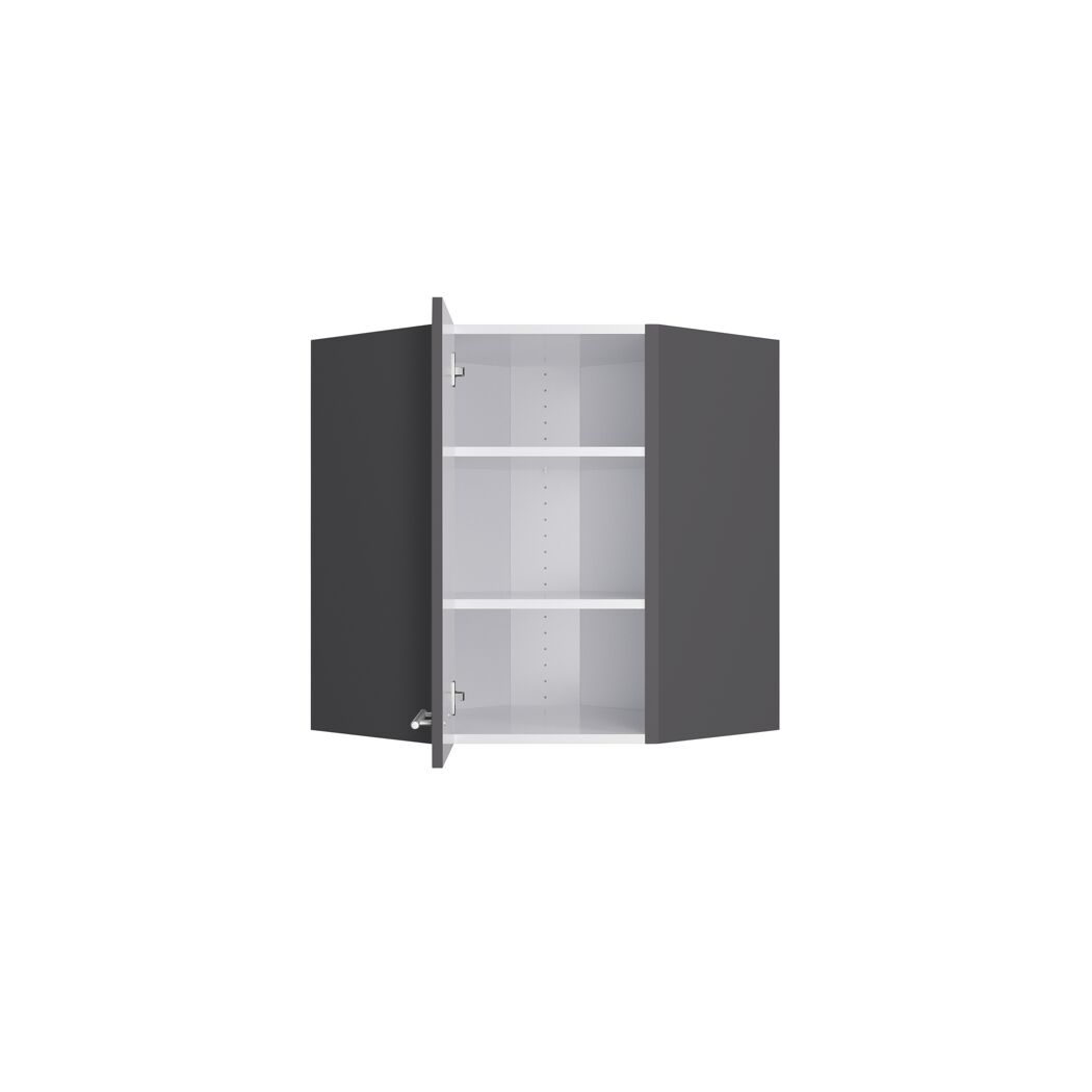 Offener grauer Eckschrank