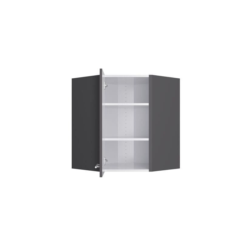 Offener grauer Eckschrank