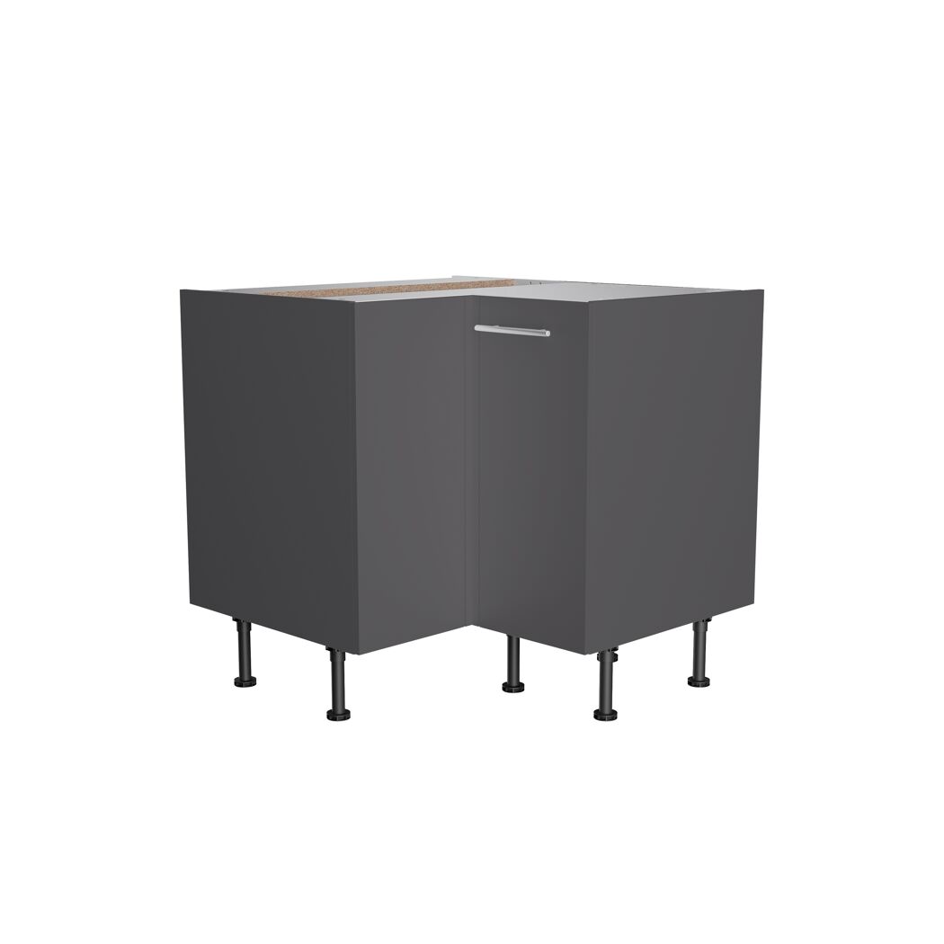 Grauer Eckschrank mit Metallgriff