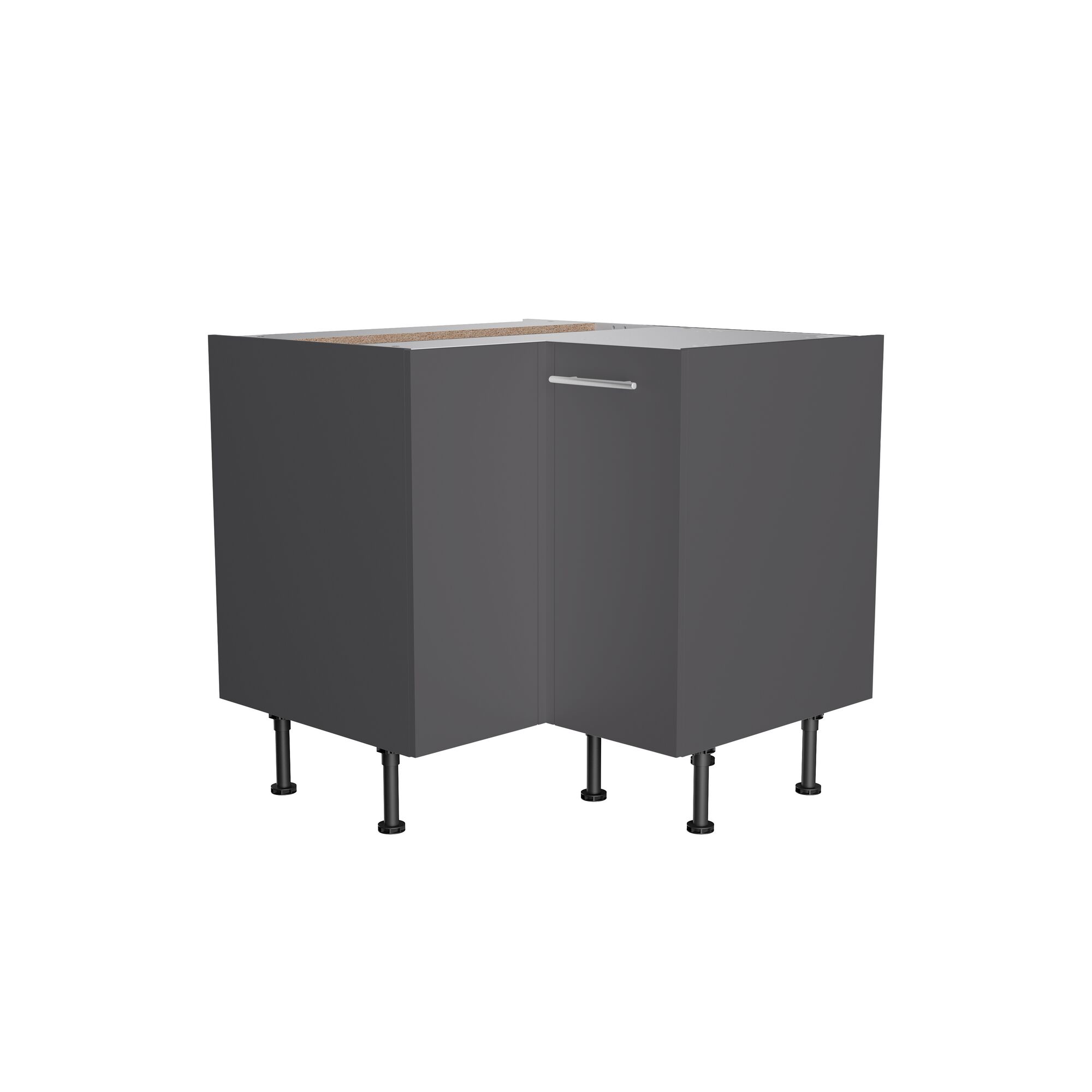 Grauer Eckschrank mit Metallgriff