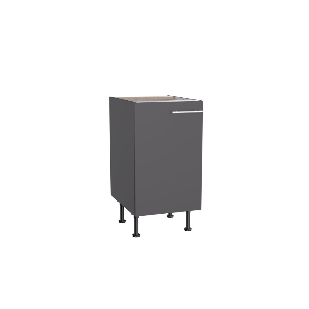 Grauer Unterschrank mit silbernem Griff