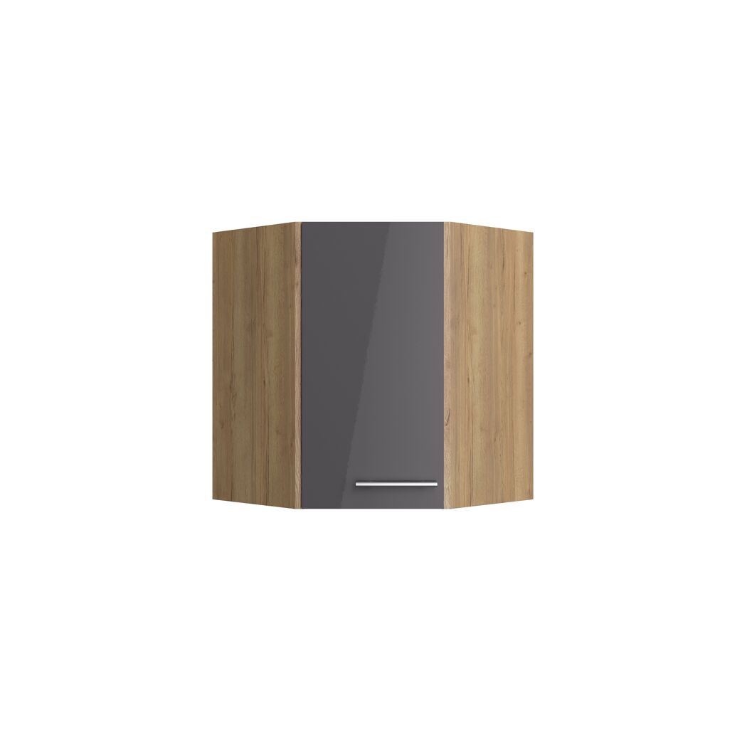 Eckoberschrank 'Optikomfort Jonte984' anthrazit/eichefarben 60 x 70,4 x 34,9 cm