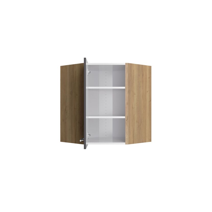 Eckoberschrank 'Optikomfort Jonte984' anthrazit/eichefarben 60 x 70,4 x 34,9 cm