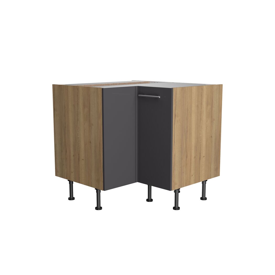 Eckschrank mit Holztüren und Metallgriff