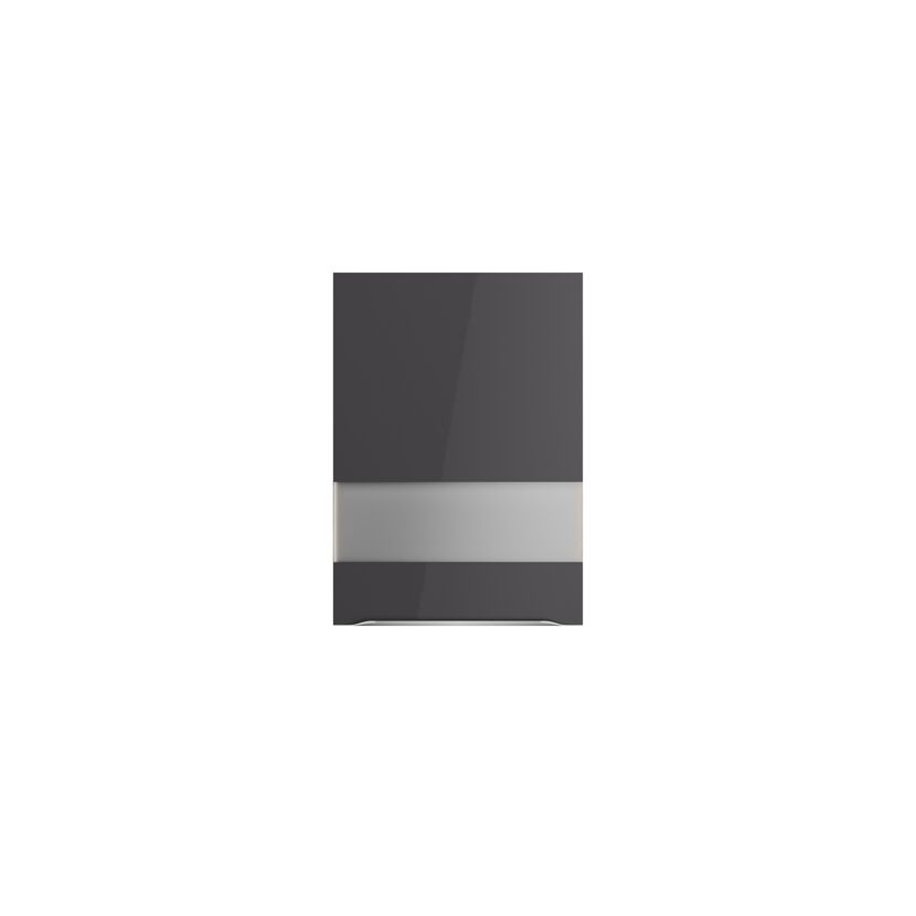 Anthrazitfarbener Hochschrank mit silbernem Griff