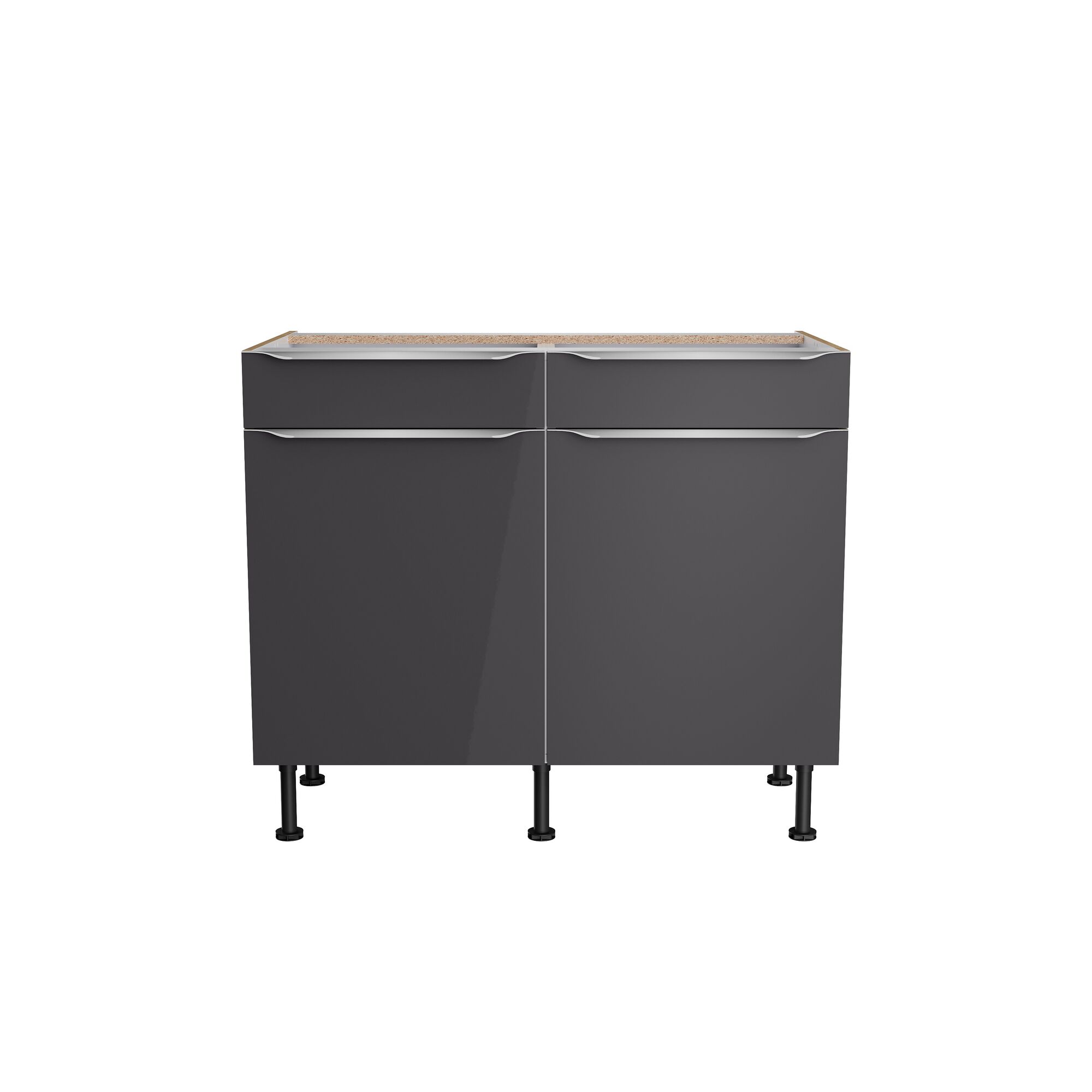 Grauer Unterschrank mit zwei Schubladen