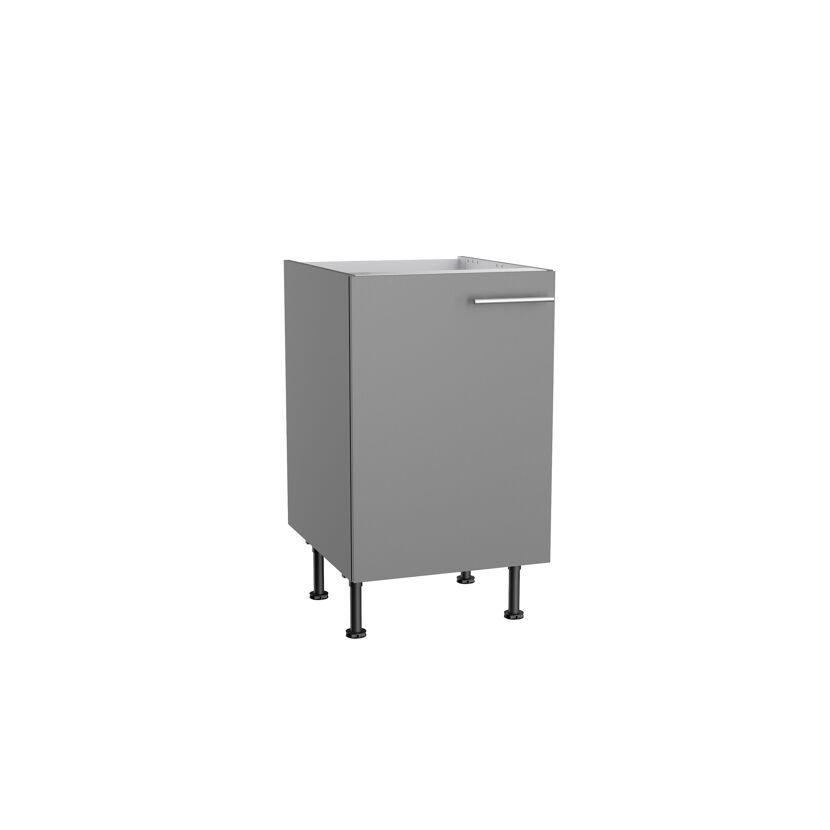 Grauer Unterschrank mit silbernem Griff