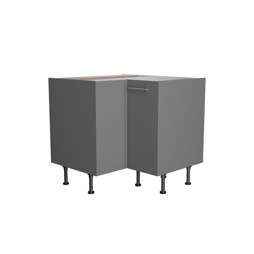 Grauer Eckschrank mit Metallgriff