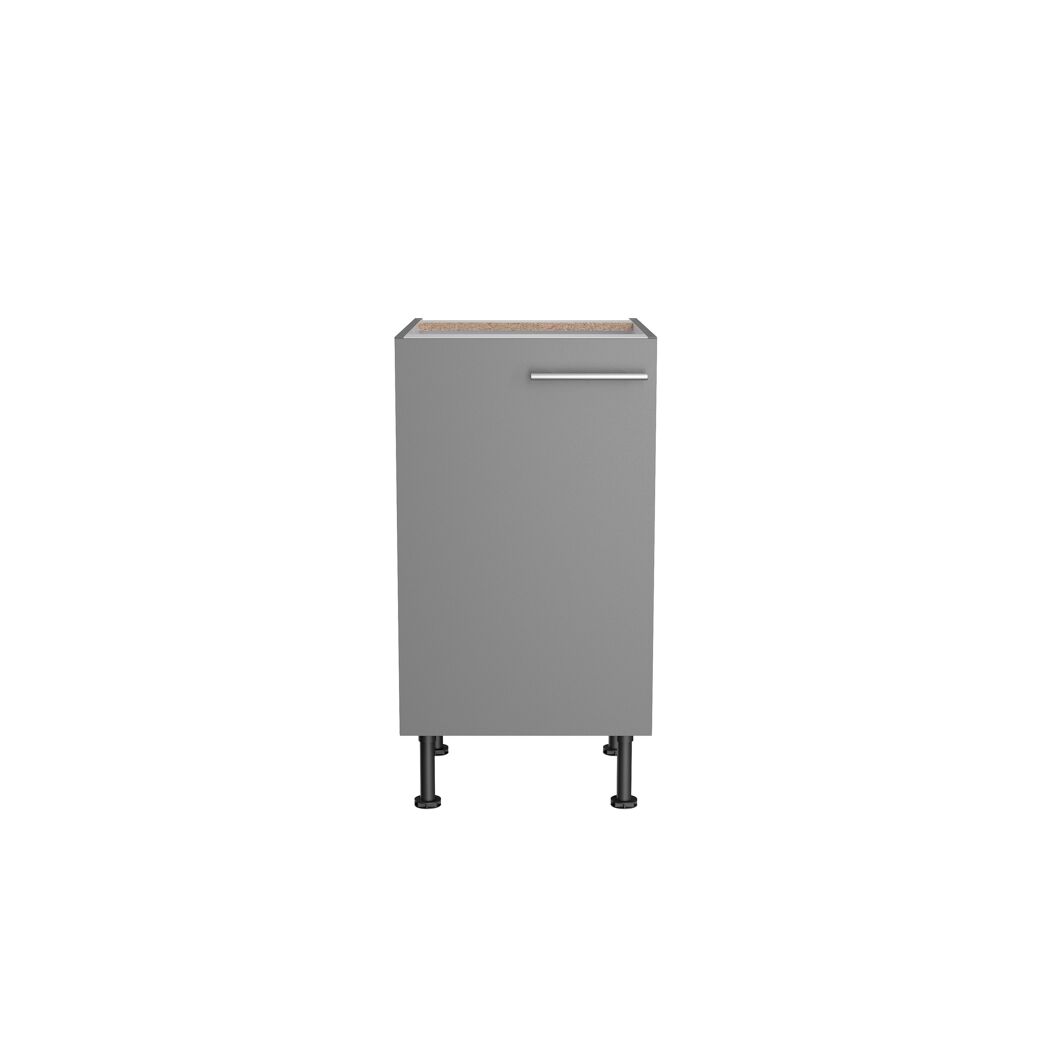 Grauer Unterschrank mit silbernem Griff