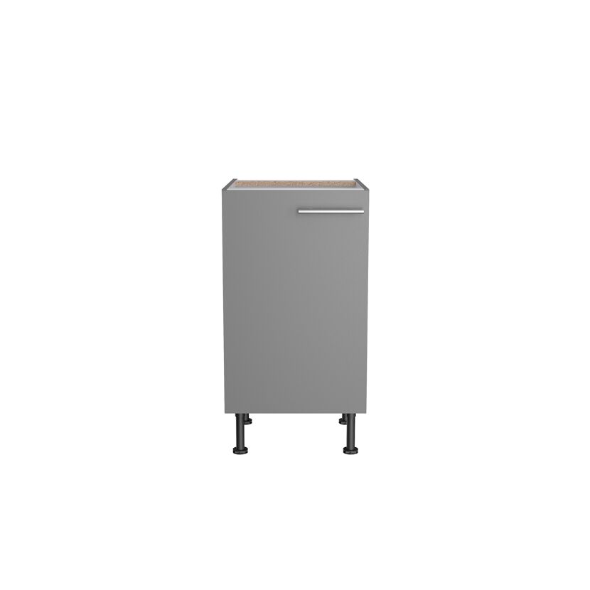 Grauer Unterschrank mit silbernem Griff