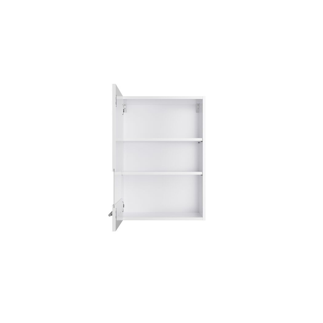 Offener weißer Wandschrank mit drei Regalen