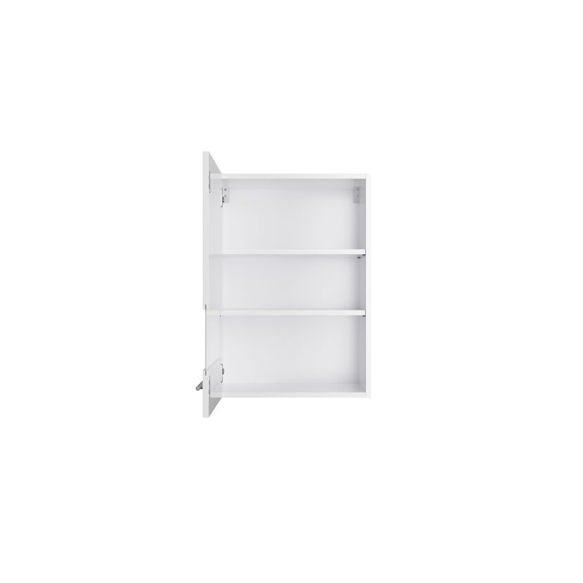 Offener weißer Wandschrank mit drei Regalen