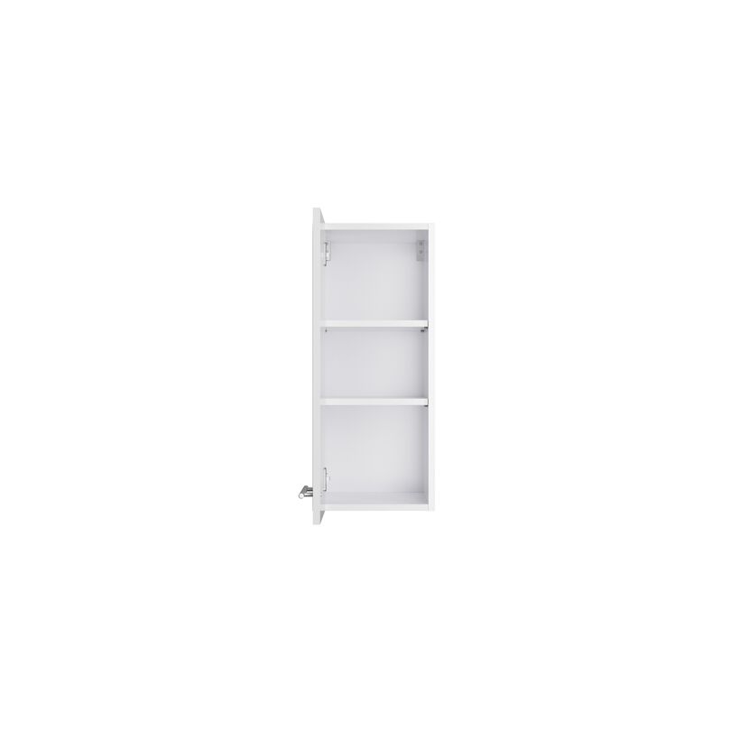 Offener weißer Wandschrank mit drei Regalen