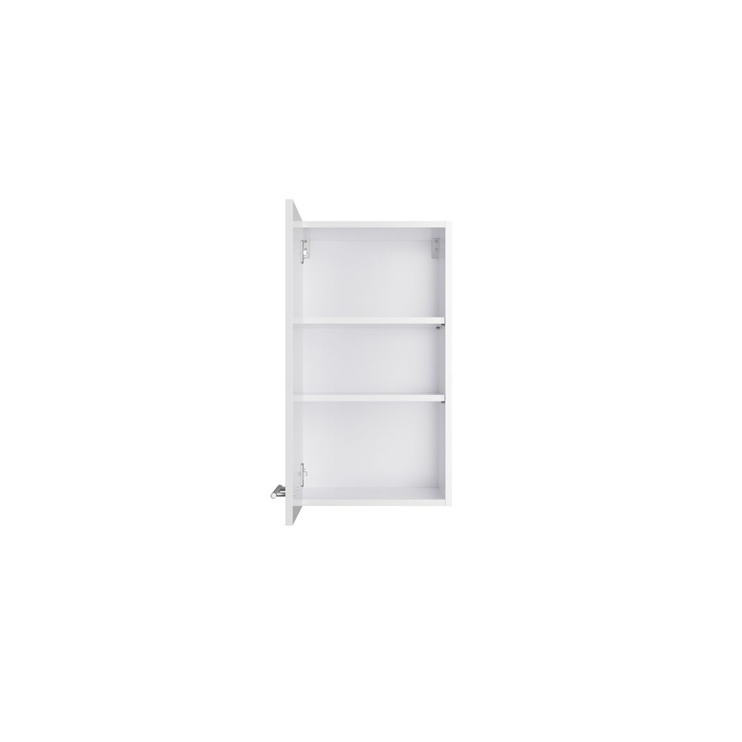 Offener weißer Wandschrank mit drei Einlegeböden