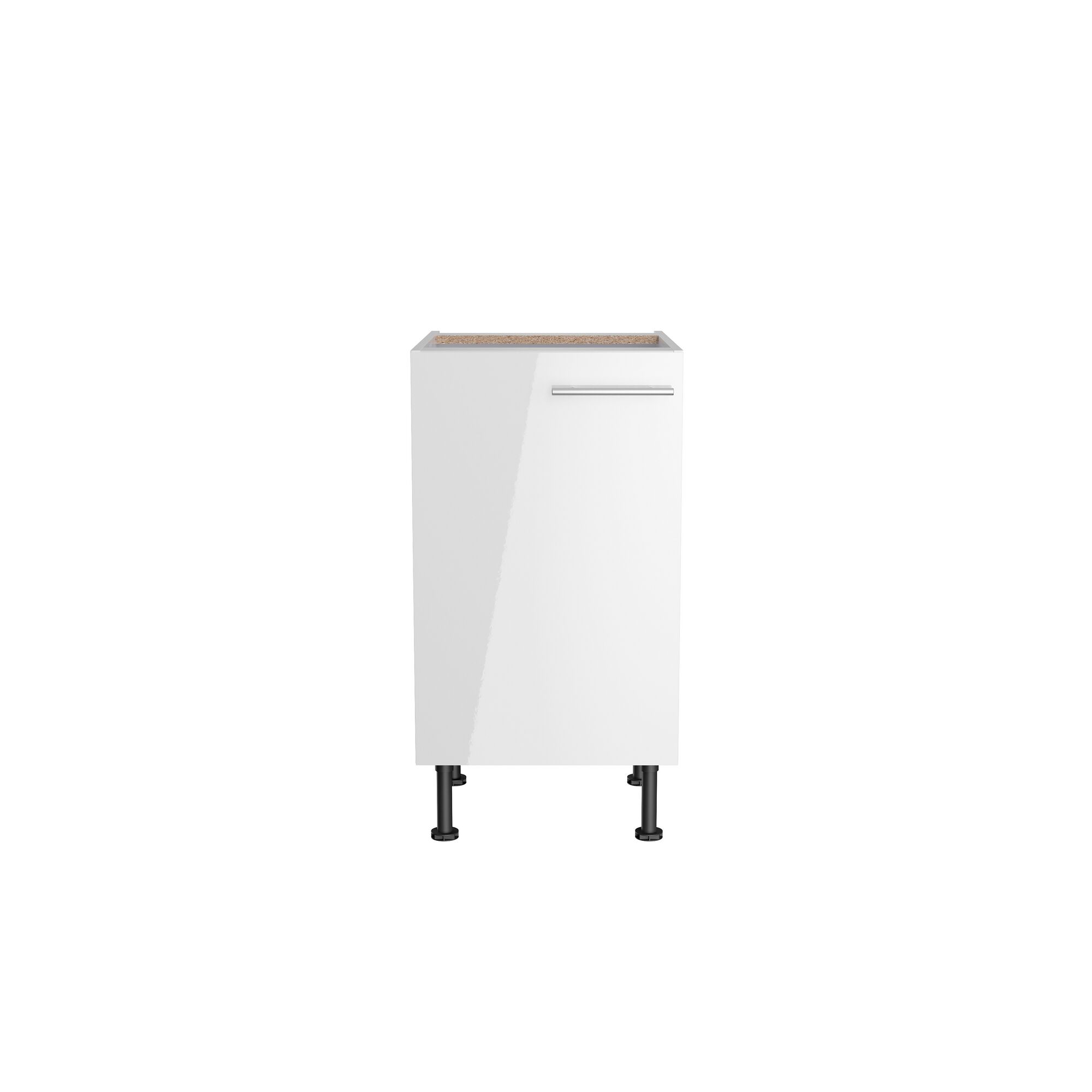 Weißer Küchenschrank mit silbernem Griff