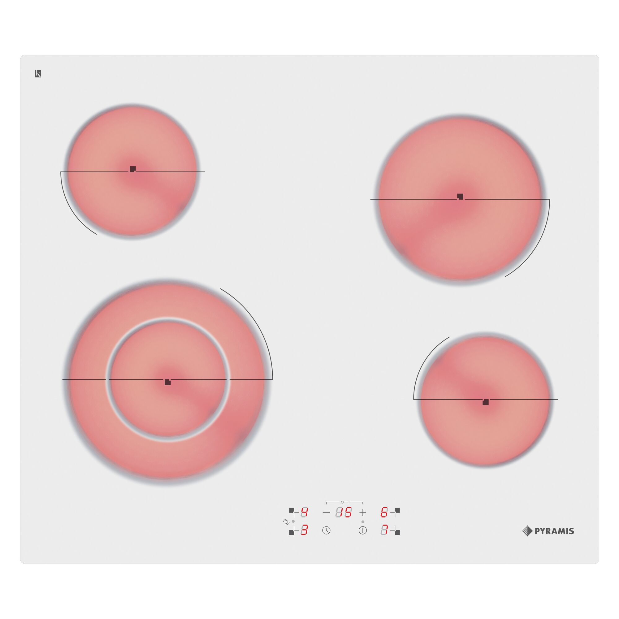 Glaskeramikkochfeld mit vier Kochzonen