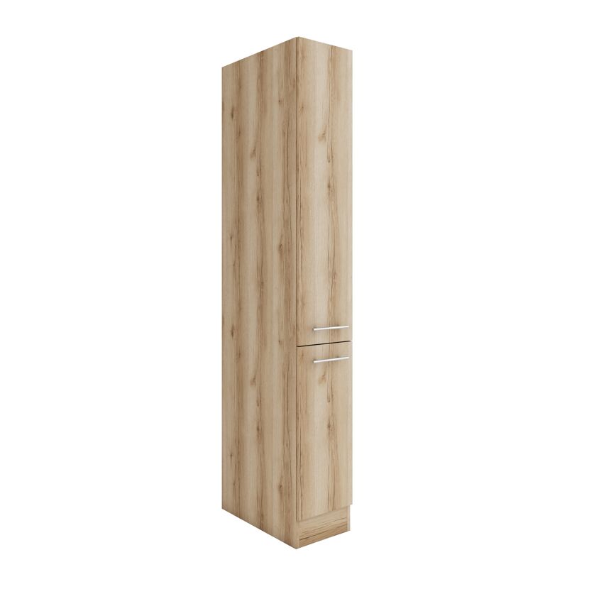 Hoher Holzschrank mit zwei Schubladen