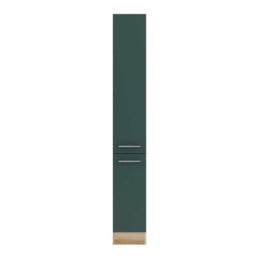 Grüner Hochschrank mit zwei Schubladen