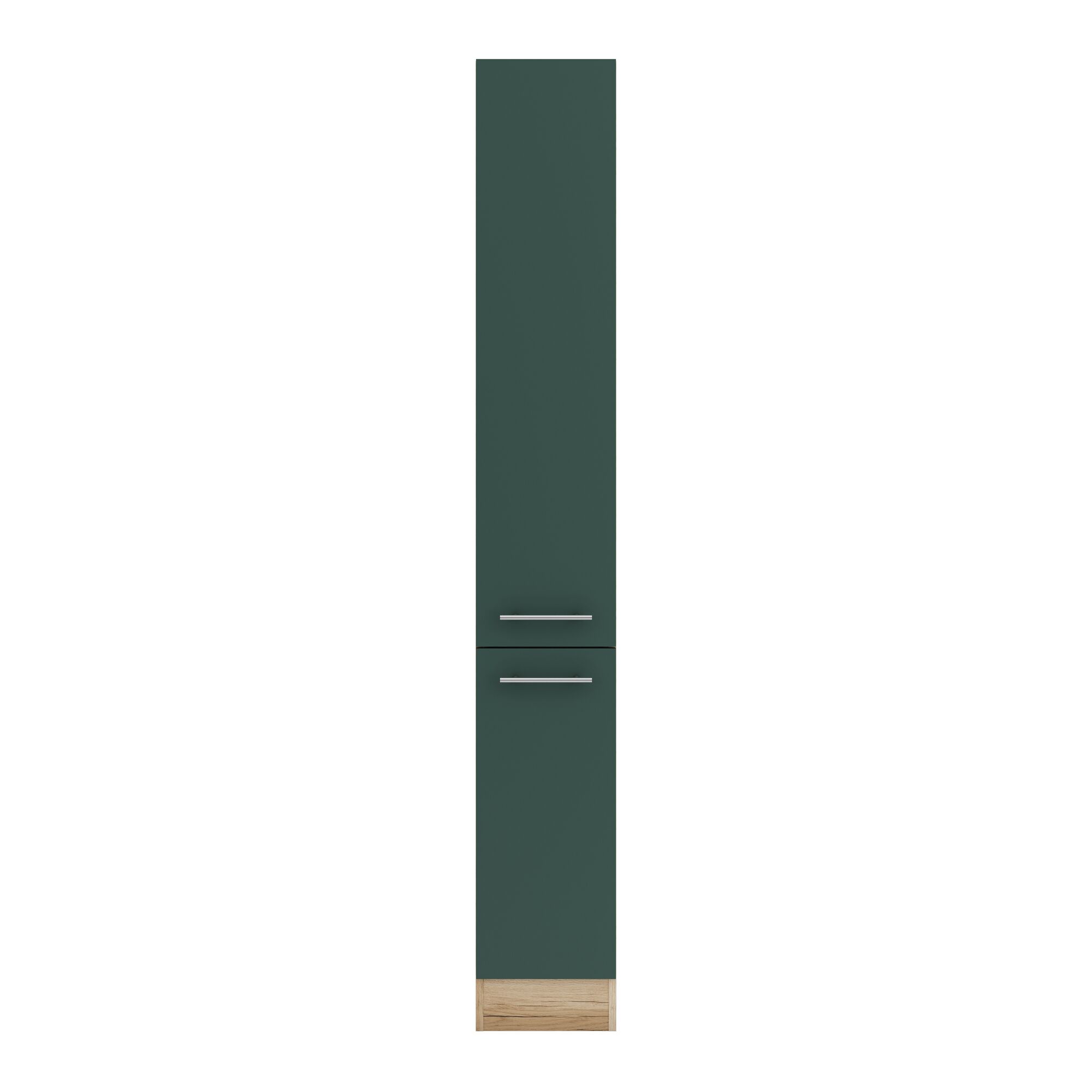 Grüner Hochschrank mit zwei Schubladen