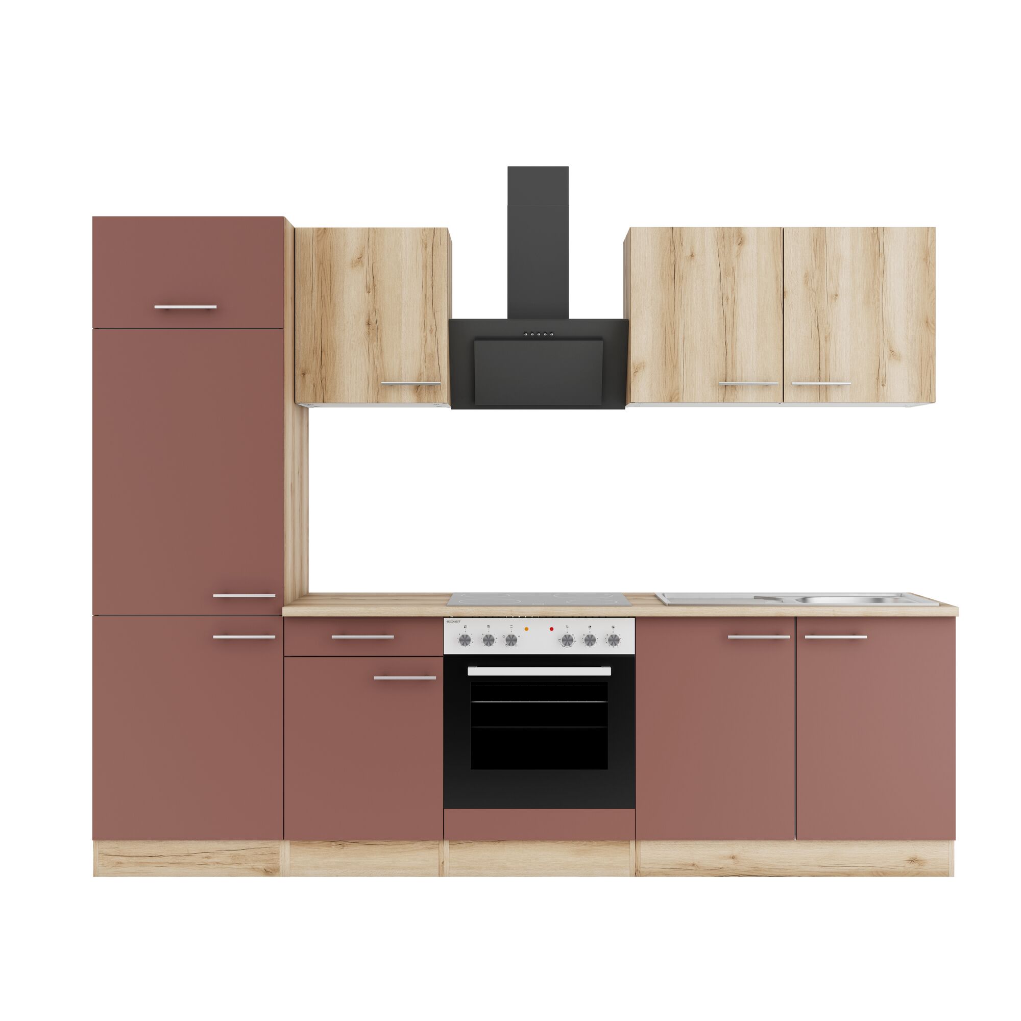 Küchenzeile mit Herd und Dunstabzugshaube