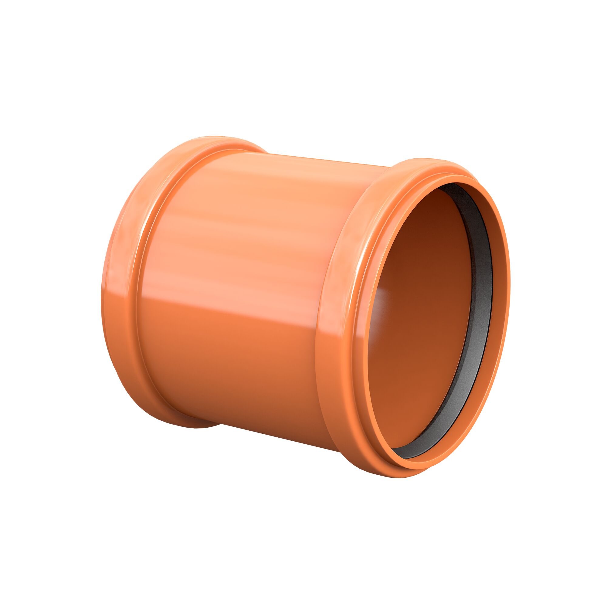 Orangefarbenes KG-Rohr mit Überschiebmuffe