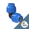 Blauer Winkelverbinder aus Kunststoff für HDPE-Rohr 25 mm