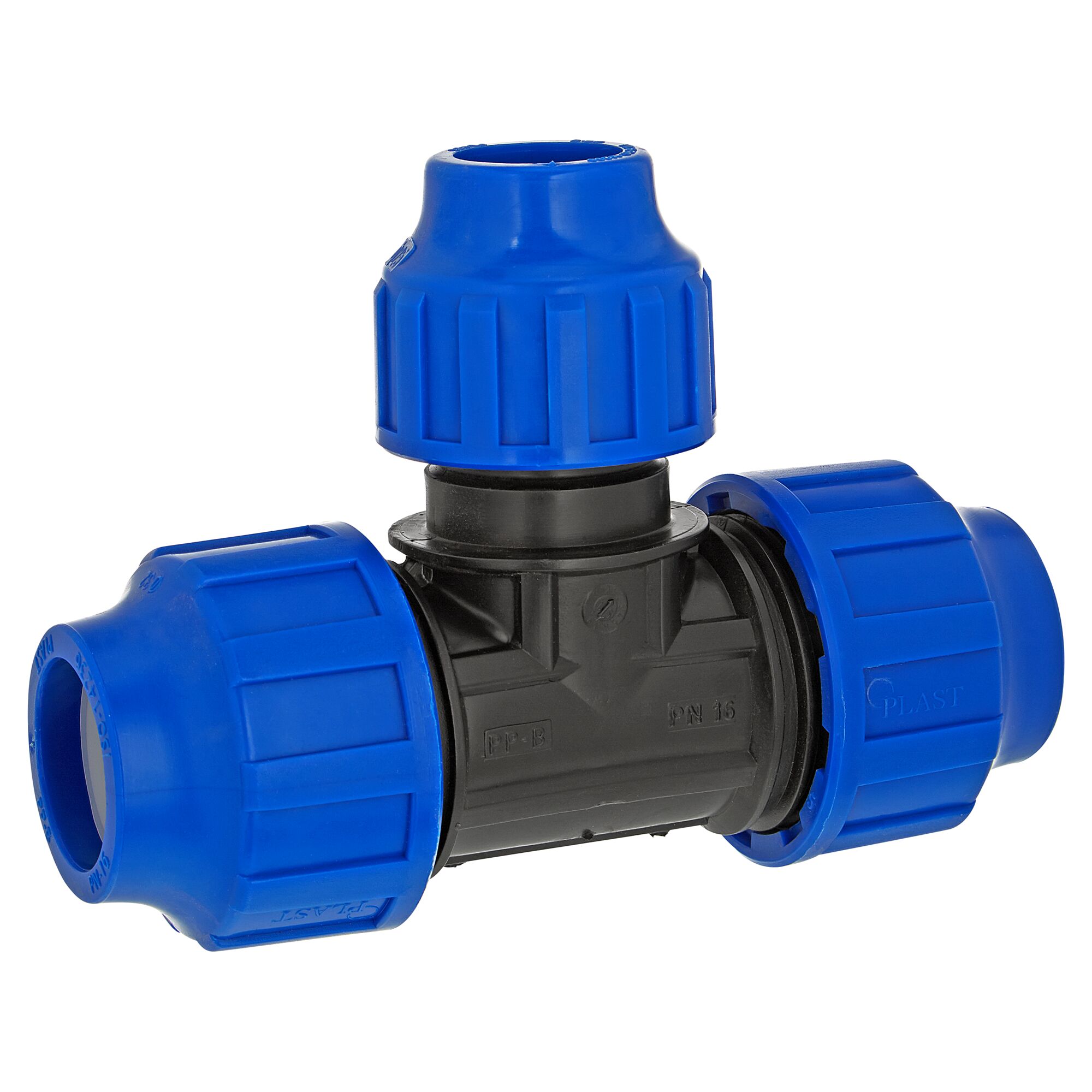 Blaues T-Reduzierstück 32 x 25 x 32 mm