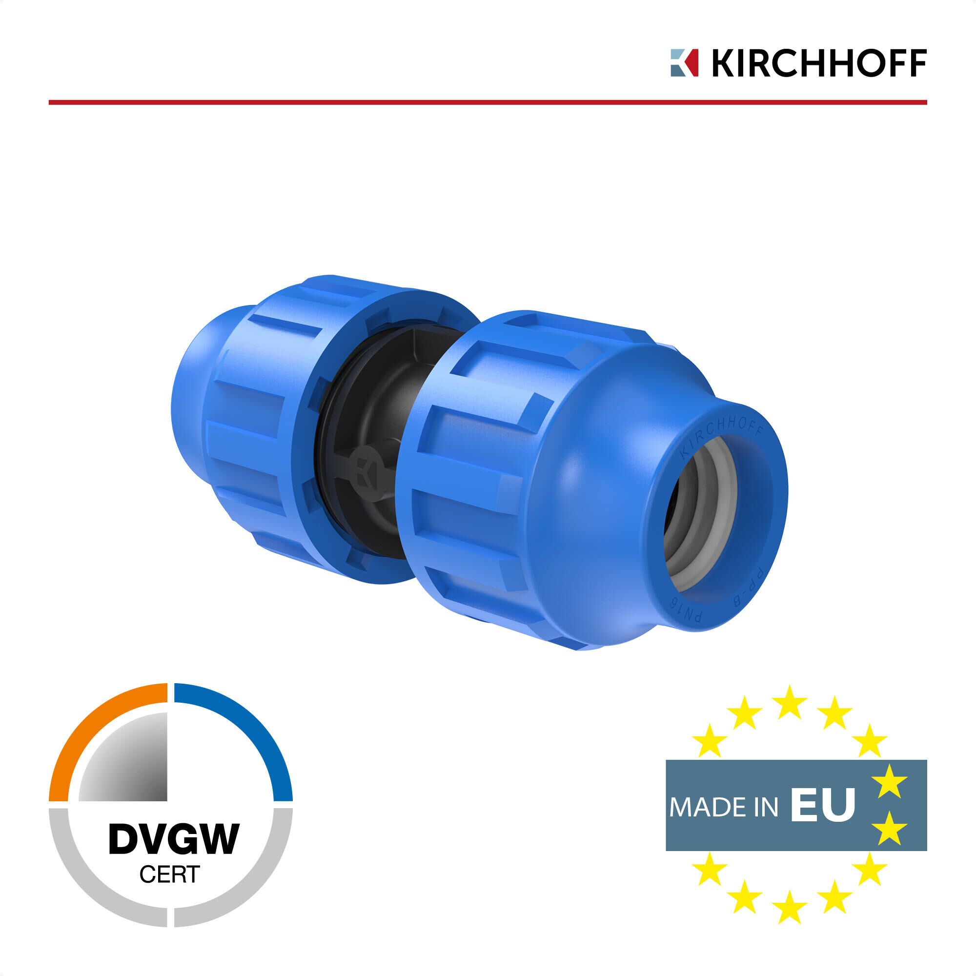 Blaues Verbindungsstück für HDPE 32 mm