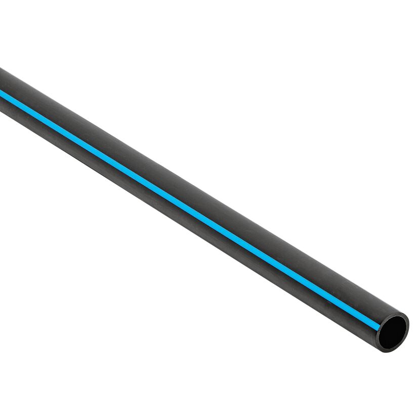 Schwarzes HDPE-Rohr mit blauem Streifen