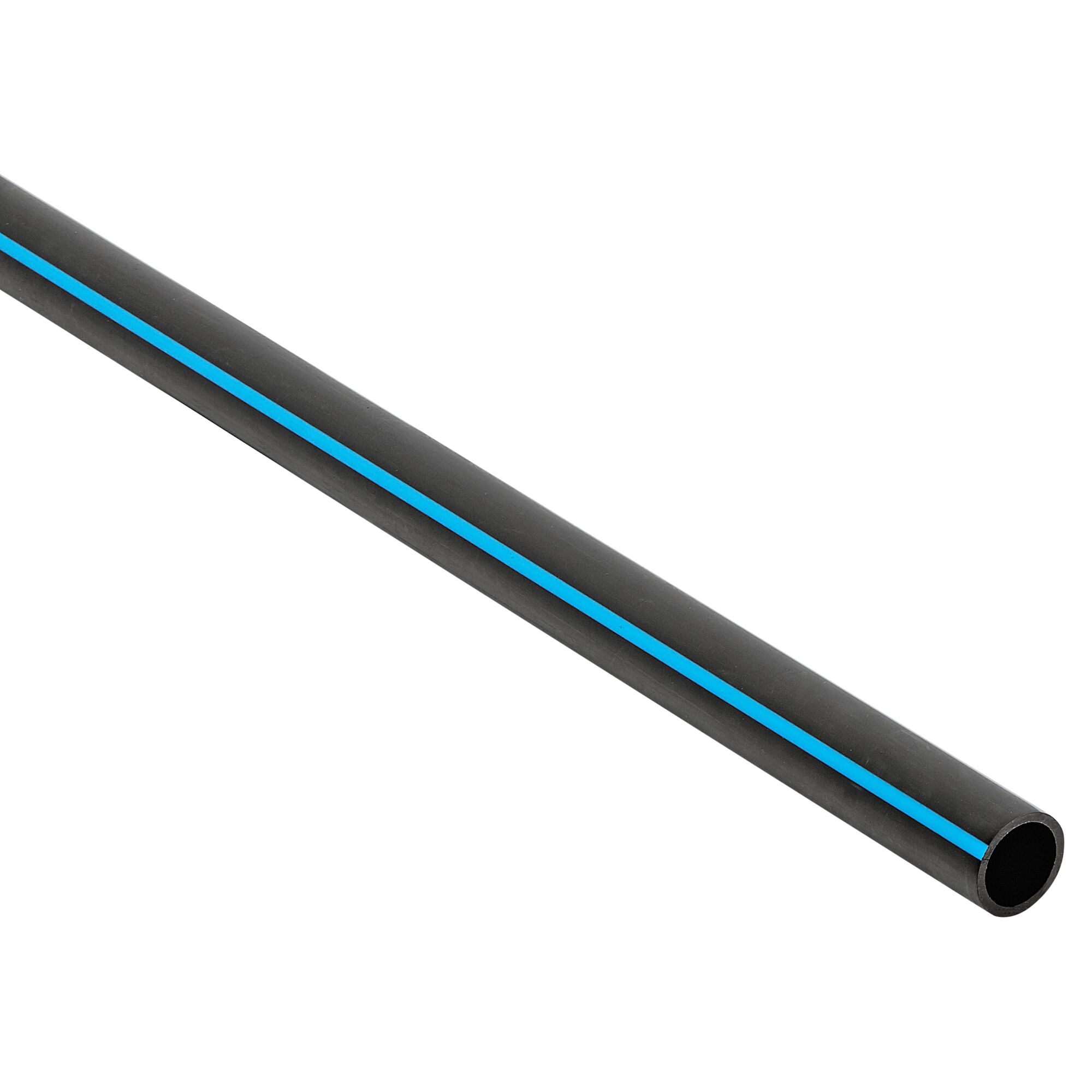 Schwarzes HDPE-Rohr mit blauem Streifen