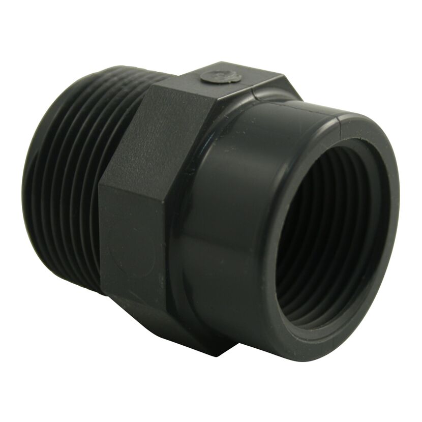 Schwarzer Reduziernippel 1 1/4" AG x 1" IG