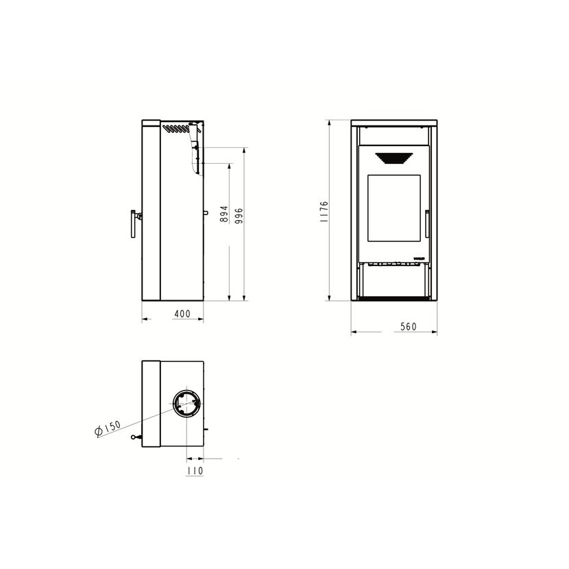 Kaminofen 'Yara' Sandstein schwarz 8,3 kW