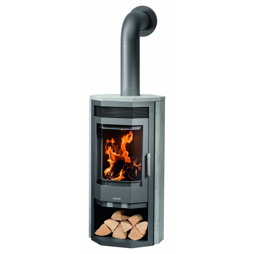 Kaminofen Justus Usedom 7 Speckstein mit Feuer und Holzscheiten