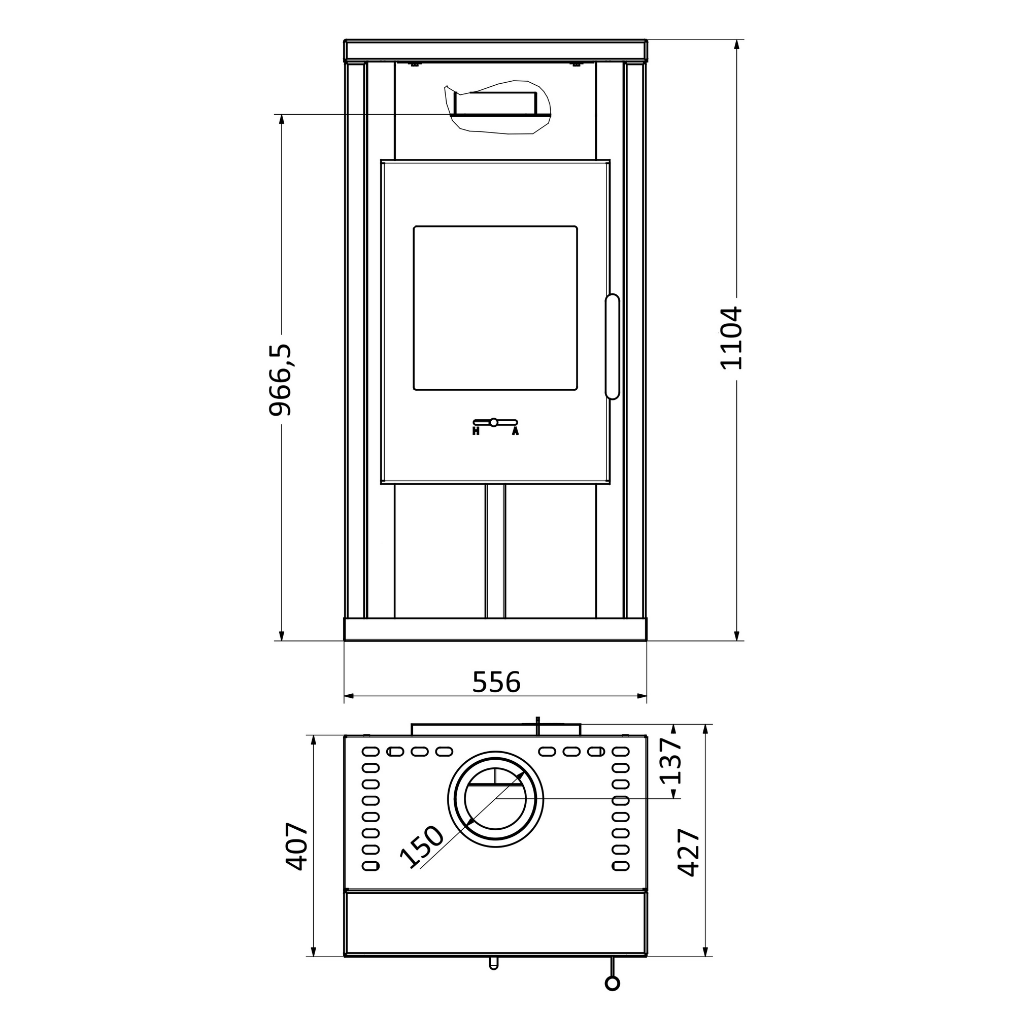 Kaminofen 'Yuna' Naturstein grau 6,1 kW + product picture