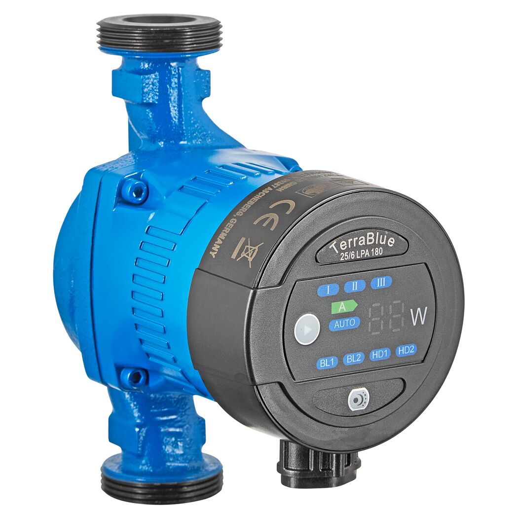 Blaue TerraBlue Hocheffizienz-Heizungspumpe