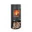 Kaminofen Aduro 1.4 mit Feuer und Holz im Brennraum