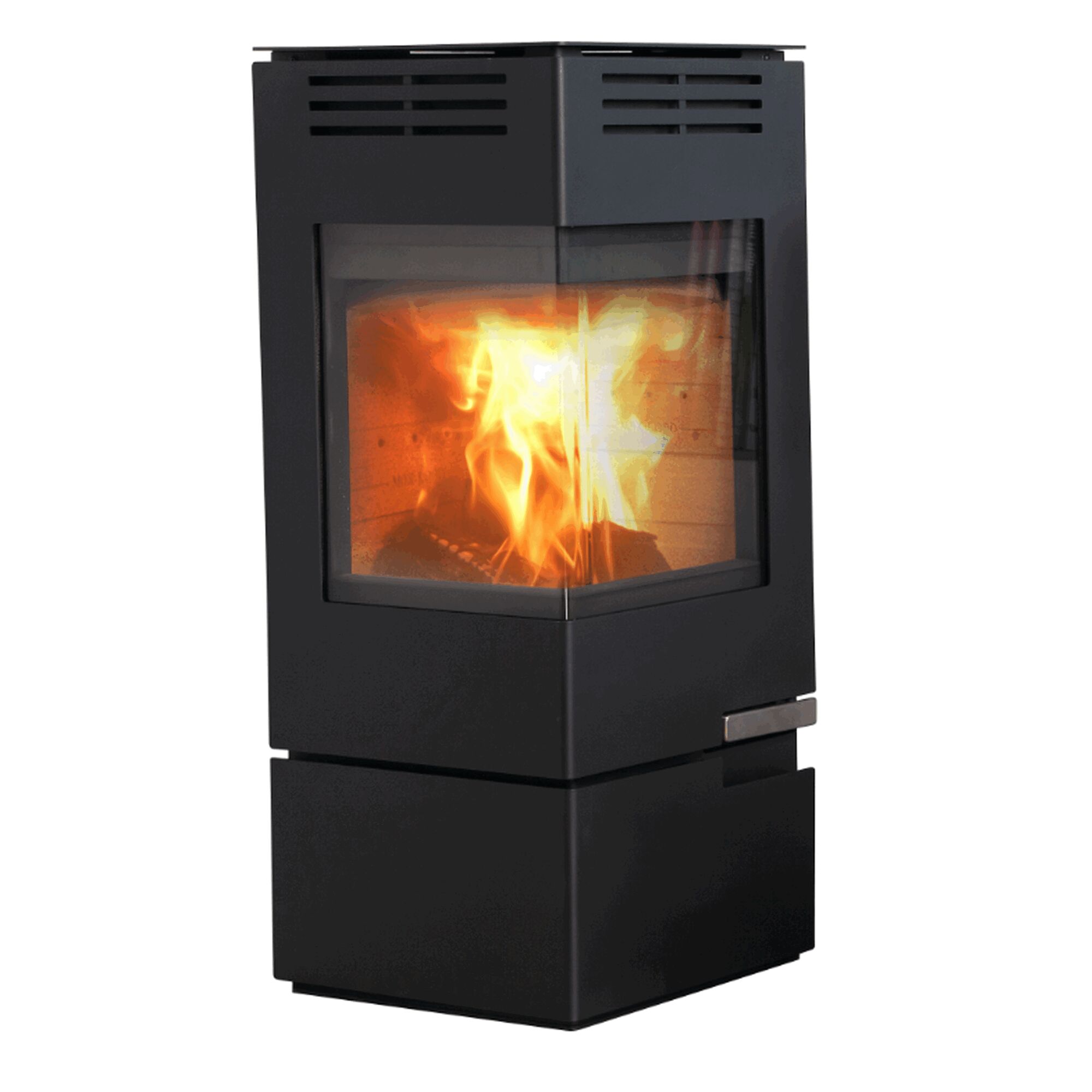 Schwarzer Kaminofen Aduro 12 mit Feuer