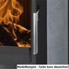 Kaminofen Austin 5 Kalkstein Cream mit brennendem Feuer