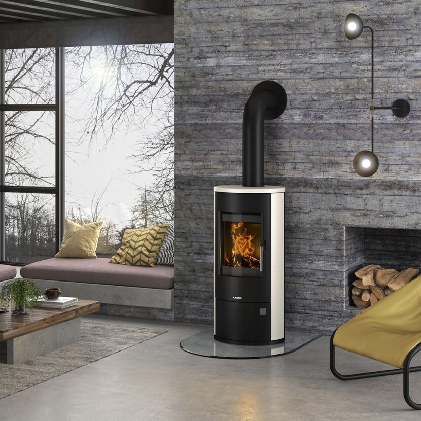 Moderner Kaminofen Justus Austin 5, Kalkstein Cream