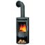 JUSTUS Kaminofen Usedom 5 mit Feuer und Holz im Brennraum